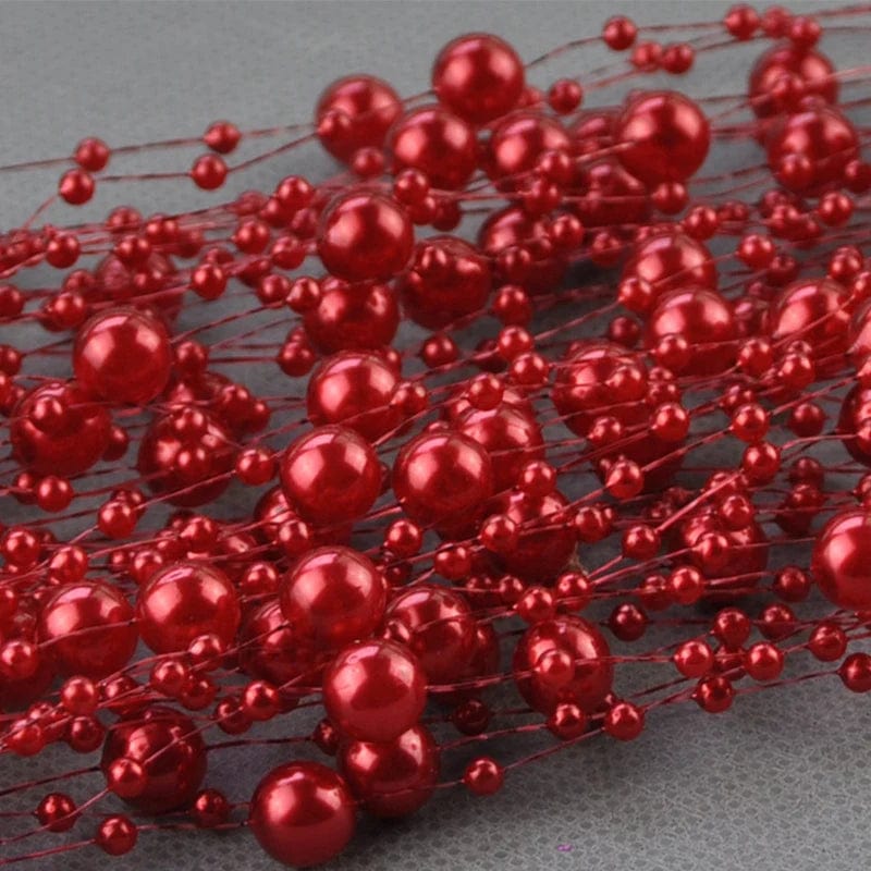 Showlu Fashion Store red 5m Garland Artificial Pearl Beads Chain Wedding Decoration Table Centerpiece Supplies Bride Bouquet  DIY Hair Accessories Flower