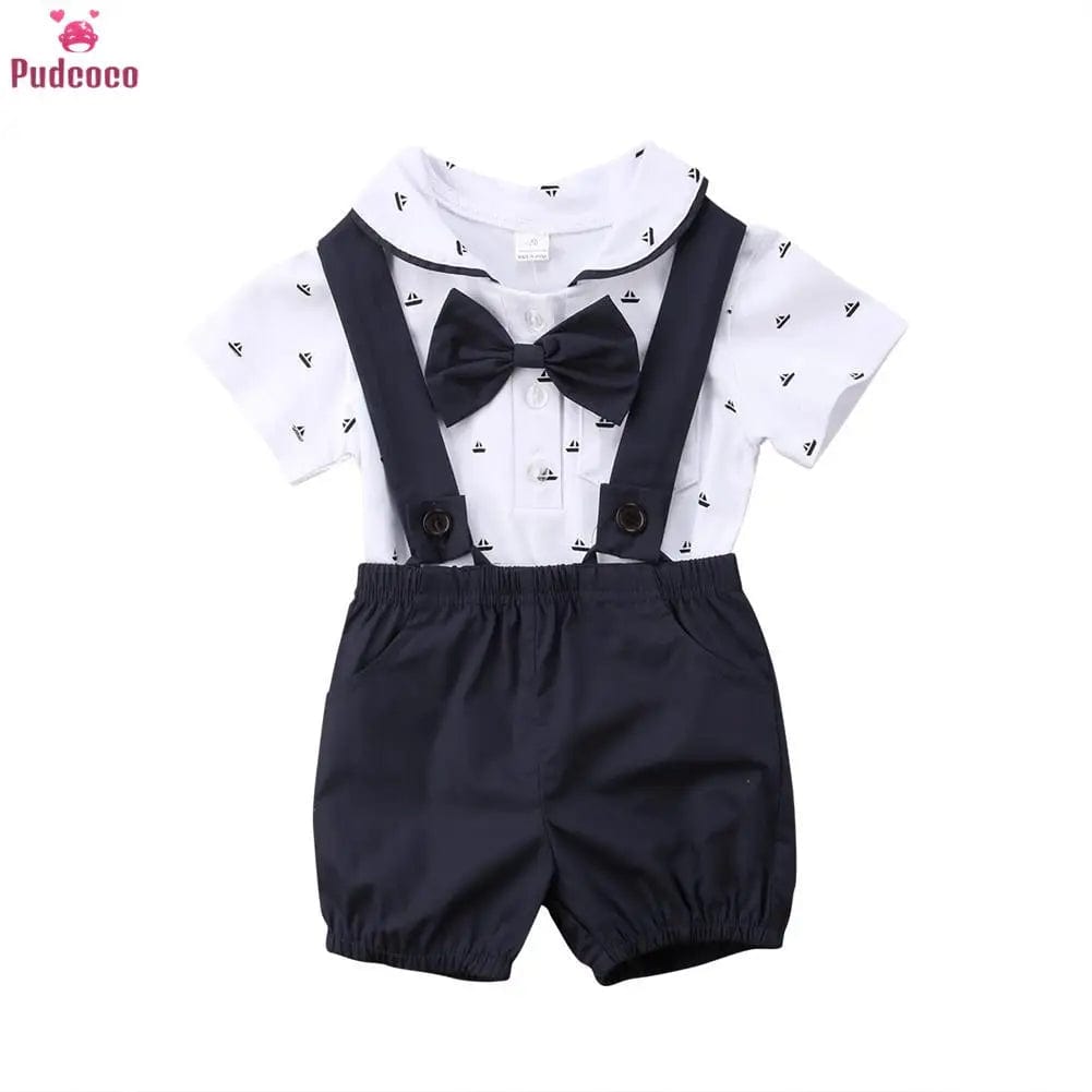 Showlu Fashion Store Red / 6M 2PCS Infant Baby Boy Clothes Romper Jumpsuit+Pants Shorts Outfit Set