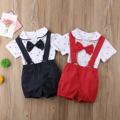 Showlu Fashion Store Red / 6M 2PCS Infant Baby Boy Clothes Romper Jumpsuit+Pants Shorts Outfit Set