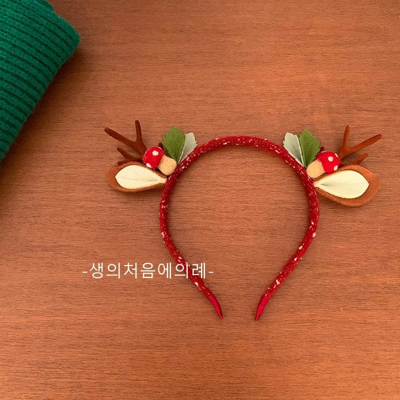  Showlu Fashion Store Red Fawn Hair Hoop Elk Horn Cute Baby Holiday Atmosphere Girls' Hairband