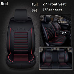  Showlu Fashion Store Red -Full SET Luxury Quality Leather Car Seat Cover Comfortable  Four Seasons Universal Front/ Rear/ Full Set Cover Cushion Car Seat Protector