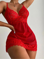  Showlu Fashion Store red / L Sexy Lingerie Women Crotchless Sleepwear Pajamas Lace Night Dress Erotic Costumes Exotic Female Underwear Nightgown G-string