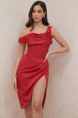  Showlu Fashion Store Red / L Women's Irregular Slit Dress