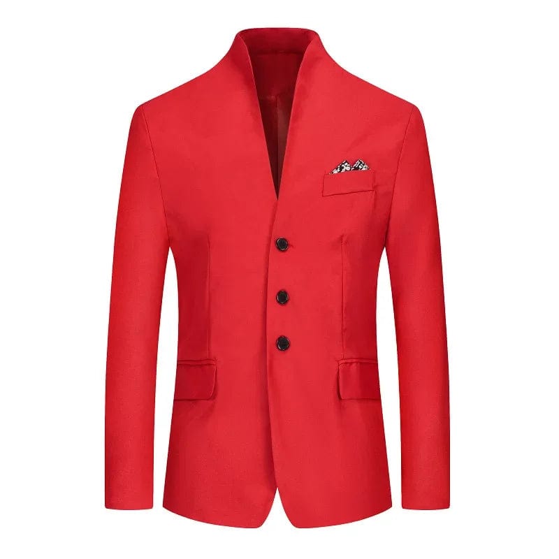 SHOWLU FASHION STORE red / M 2023 Four Seasons New Men's Fashion Standing Collar Casual Suit Large Loose Solid Color Suit