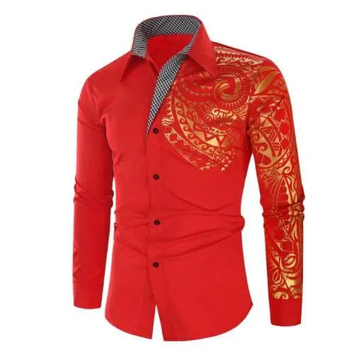  Showlu Fashion Store Red / M Luxury Shirt Men New Slim Long Sleeve Shirt for Men Long-sleeved Men Public Club Fancy Shirt Men's Shirts