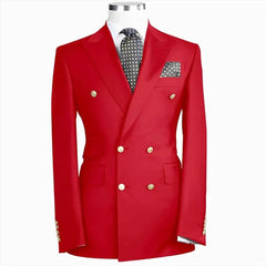 SHOWLU FASHION STORE Red Men Suits Blazer Casual Business Wedding Coat Best Man Suit Slim Fit Peak Lapel Jacket High Quality Double Breasted Coat