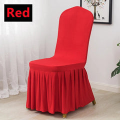  Showlu Fashion Store Red Pleated Skirt Stretch Spandex Dining Chair Cover Removable Weddings Banquet Chair Protectors Party Hotel Washable Seat Covers