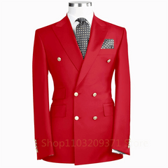 SHOWLU FASHION STORE Red / S(EU46 or US36) Red Men Suits Blazer Casual Business Wedding Coat Best Man Suit Slim Fit Peak Lapel Jacket High Quality Double Breasted Coat