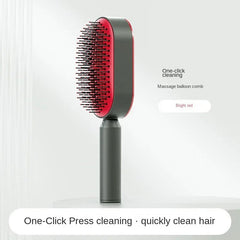 SHOWLU FASHION STORE Red Self Cleaning Hair Brush for Women One-key Cleaning Hair Loss Airbag Massage Scalp Comb Anti-Static Hairbrush Dropshipping