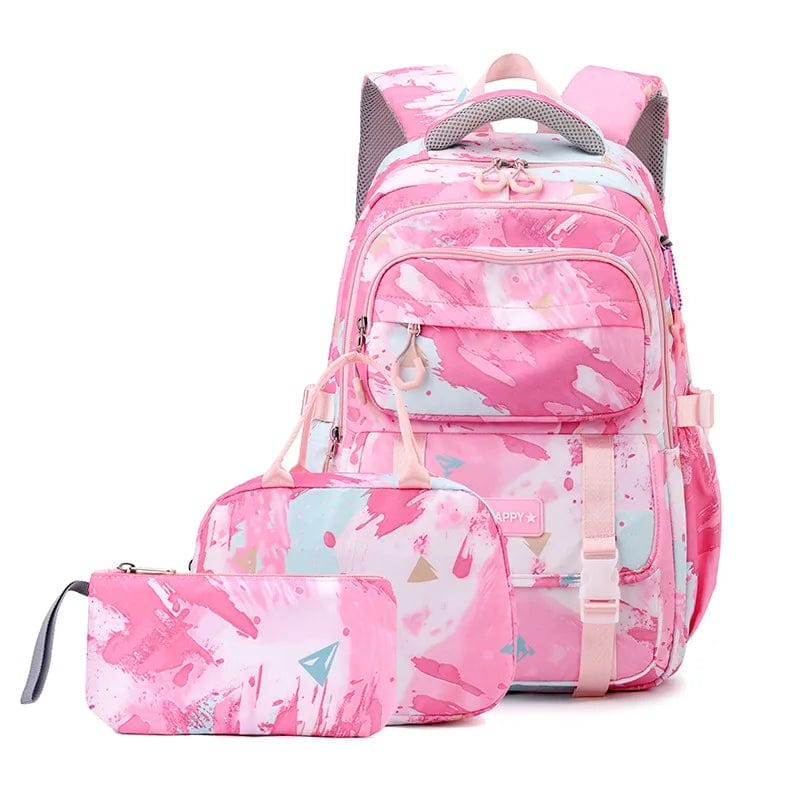 SHOWLU FASHION STORE red SET 3 PCS Camouflage Design Kids Backpacks for Girls School Bag with Lunch Box purse Cute Bookbag Kids Backpack waterproof schoolbag