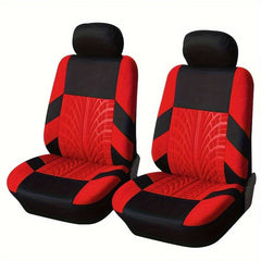 SHOWLU FASHION STORE Red Universal Fit Front Pair Car Seat Covers - Breathable Polyester Split Automotive Seat Cushion Protectors with Sponge Filler - Hand Washable, All-Season, Durable and Easy to Install