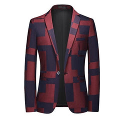 SHOWLU FASHION STORE Red wine / Asian L is US 2XS 2023 Fashion New Men's Casual Boutique Business Personalized Printing Slim Fit Blazers Jacket Suit Dress Coat Large Size 6XL