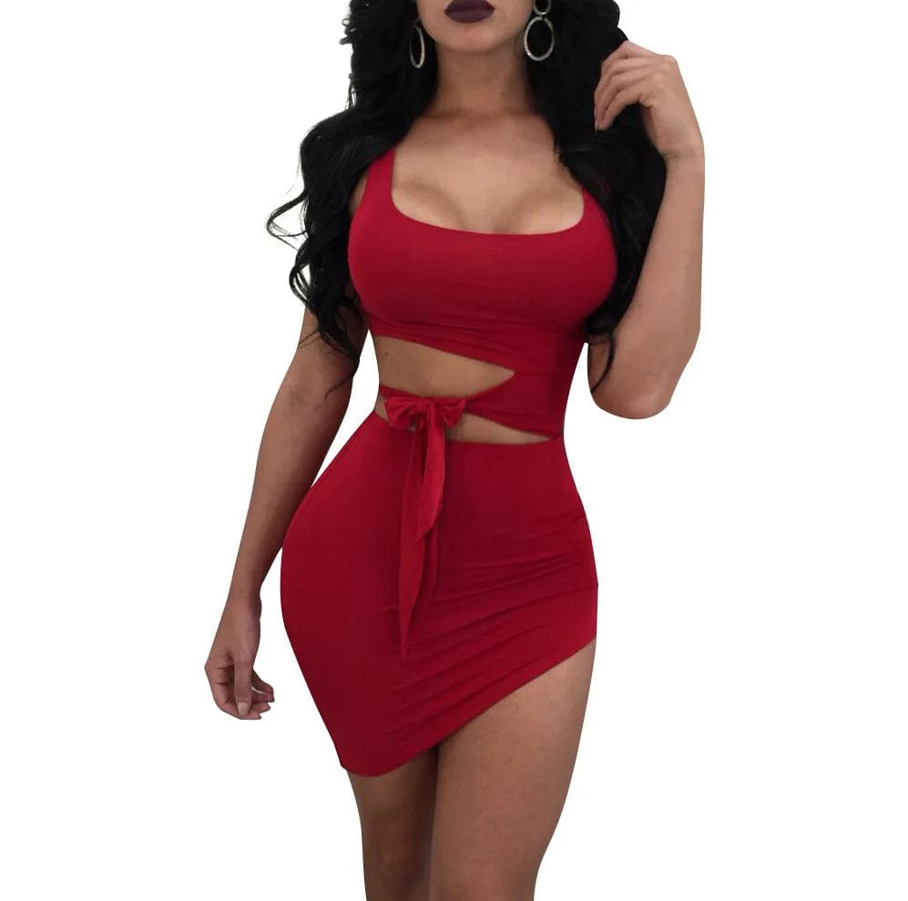 SHOWLU FASHION STORE Red / XL Women's Club & Night Out Sexy Dresses Spaghetti Straps Backless Bodycon Mini Dress