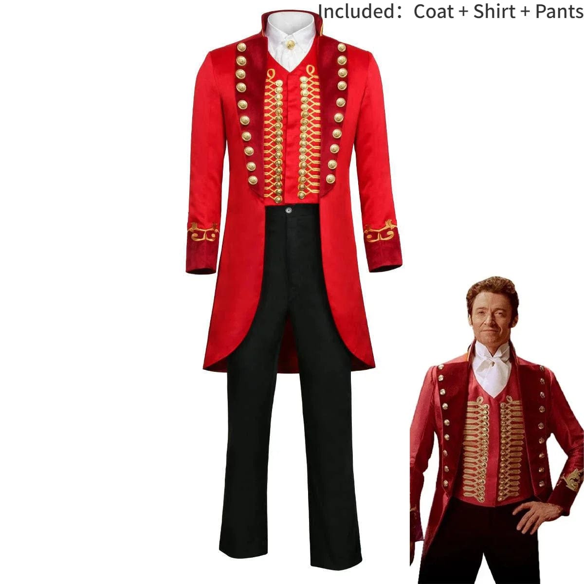 SHOWLU FASHION STORE Red / XXL The Greatest Showman P.T.Barnum Cosplay Costume Hugh Jackman Men Vest Uniform Suit Coat Shirt Pants Halloween Carnival Clothes