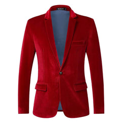 SHOWLU FASHION STORE Red / XXL / United States New Autumn Velvet Wedding Dress Coat Men's Blazer Jacket Fashion Casual Suit Jacket Stage Men's Business Blazers Costume Homme