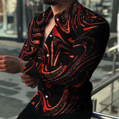 SHOWLU FASHION STORE Red / XXXL Tiki 2024 Europe And the United States New 3D Printed Leisure Holiday Smooth Men's Shirt official-website