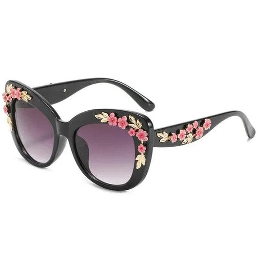  Showlu Fashion Store Retro Cat Eyes Sunglasses  Flower Cat Eyes Sunglasses UV400 Butterfly Eyes Broken Plastic Gradient Men's and Women's Sunglasses