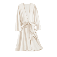  Showlu Fashion Store Robe Beige / M Satin Robe Female Intimate Lingerie Sleepwear Silky Bridal Wedding Gift Casual Kimono Bathrobe Gown Nightgown Sexy Nightwear