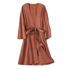  Showlu Fashion Store Robe Caramel / M Satin Robe Female Intimate Lingerie Sleepwear Silky Bridal Wedding Gift Casual Kimono Bathrobe Gown Nightgown Sexy Nightwear