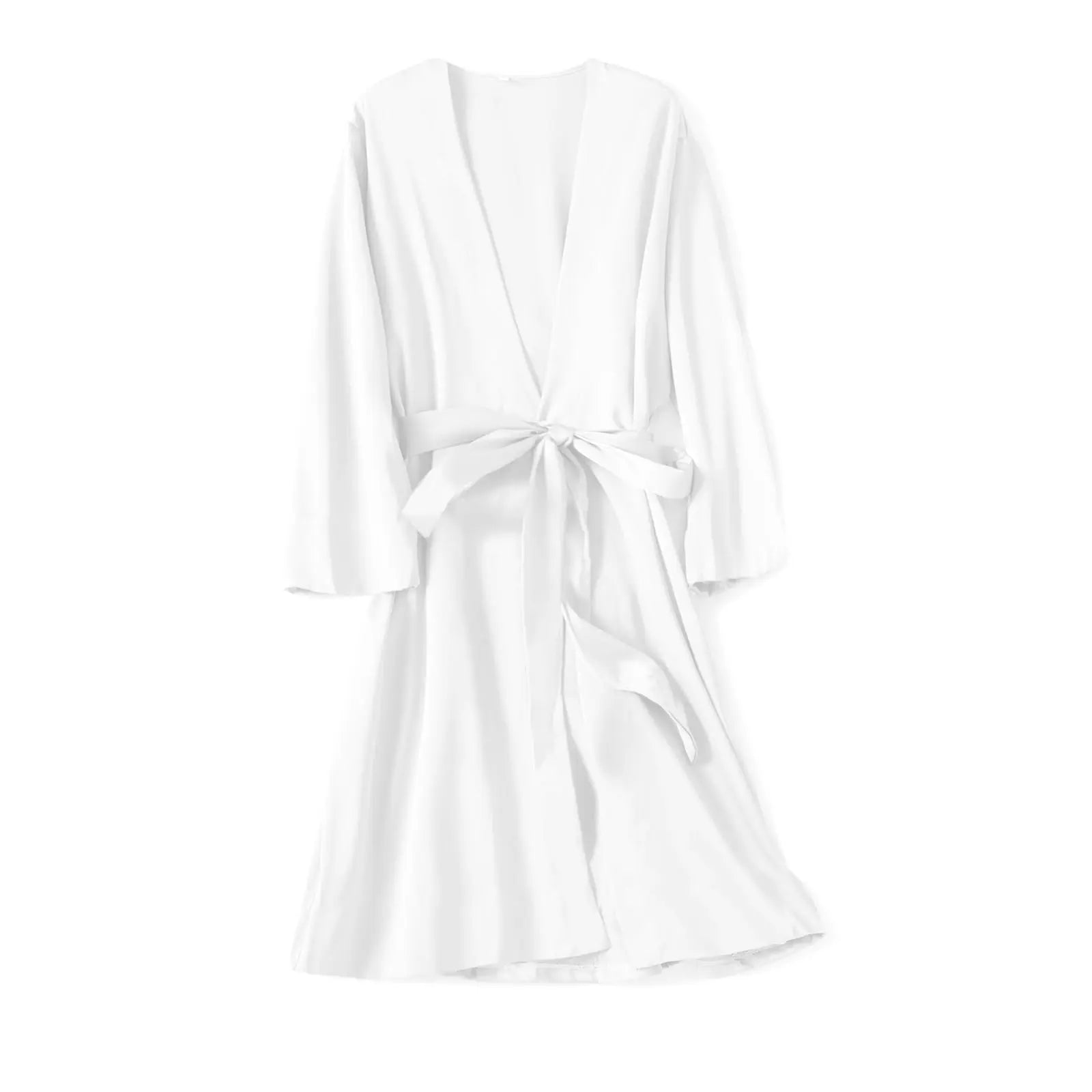  Showlu Fashion Store Robe Milky White / M Satin Robe Female Intimate Lingerie Sleepwear Silky Bridal Wedding Gift Casual Kimono Bathrobe Gown Nightgown Sexy Nightwear