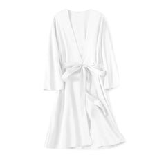  Showlu Fashion Store Robe Milky White / M Satin Robe Female Intimate Lingerie Sleepwear Silky Bridal Wedding Gift Casual Kimono Bathrobe Gown Nightgown Sexy Nightwear