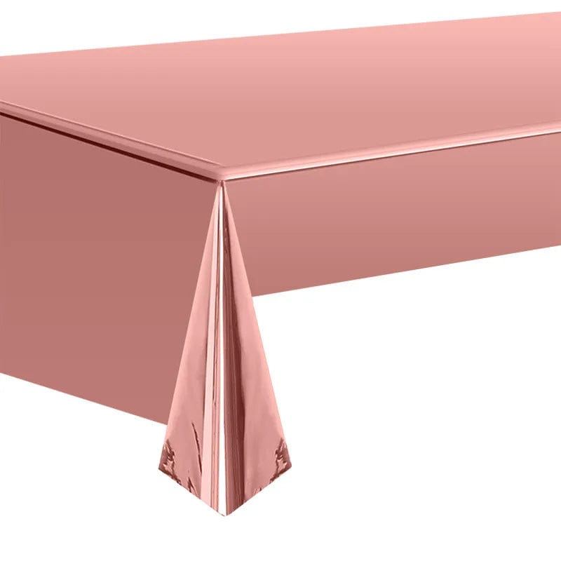  Showlu Fashion Store rose gold / 137x274cm 54x108in Rose Gold Silver color PLASTIC TABLE COVER disposable table cloth 137x274cm 54x108inch  Party Supplies Tablecloth