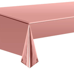  Showlu Fashion Store rose gold / 137x274cm 54x108in Rose Gold Silver color PLASTIC TABLE COVER disposable table cloth 137x274cm 54x108inch  Party Supplies Tablecloth