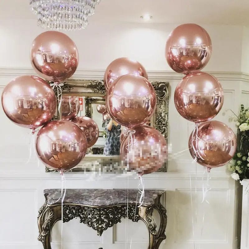  Showlu Fashion Store Rose Gold 4D Foil Balloon 18/22Inch Helium Globos Rainbow Metallic Balloon Birthday Party Decor Kid Wedding Baby Shower Toy Gift