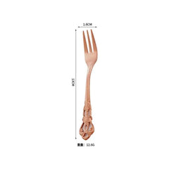  Showlu Fashion Store Rose Gold Small Fork / CHINA Stainless Steel Cutlery Set Gold Dinnerware Royal Tea Spoon Forks Knives Kitchen Western Dinner Silverware Tableware Gift