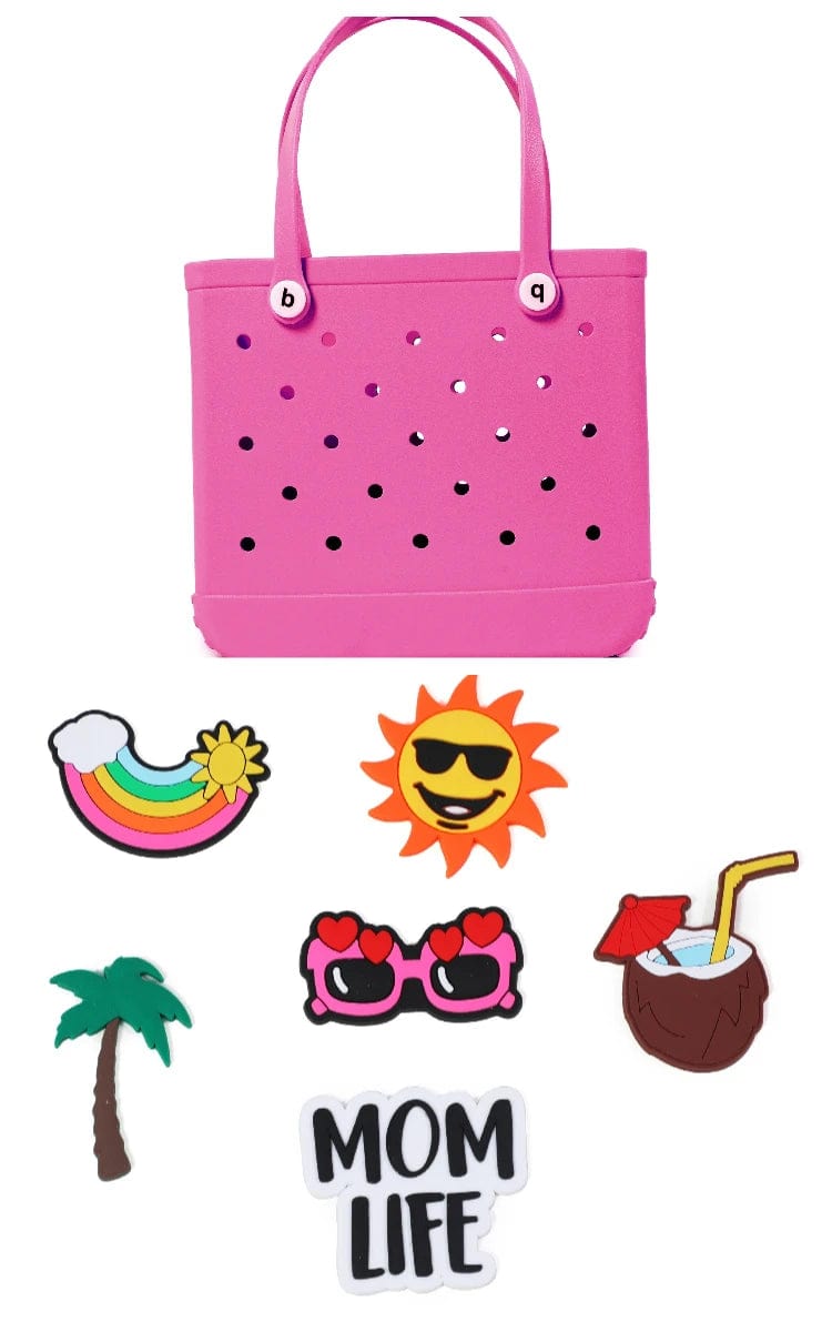  Showlu Fashion Store rose- kou / L Large Boggs Beach Bag Summer EVA Beach Basket Women Picnic Tote Bag Holes Waterproof Handbag Pouch Shopping Shoulder Bag