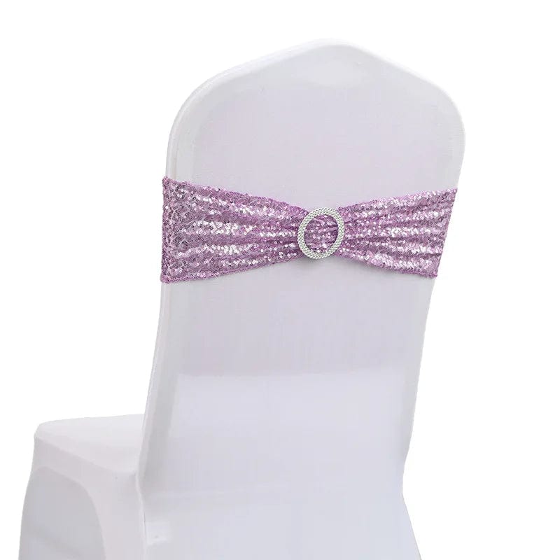 Showlu Fashion Store rose purple 20pcs Stretchy Sequin Chair Sashes Sparkly Gold Sash Band for Banquet Wedding Party Home Outdoor Chair Cover Sash Decorations