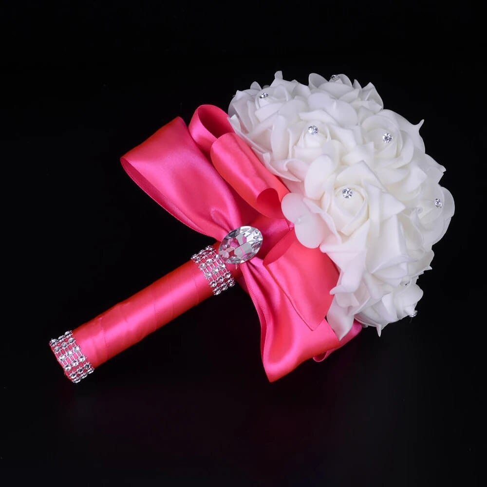 Showlu Fashion Store Rose Red Bridal Bridesmaid Wedding Bouquet 12 Colors Roses Artificial Holding Flowers Mariage Bouquet Wedding Accessories