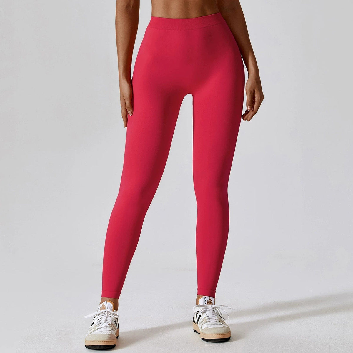  Showlu Fashion Store Rose Red / L V Waist Hip-Lift and Belly Shaping Seamless Knitted Fitness Pants Peach