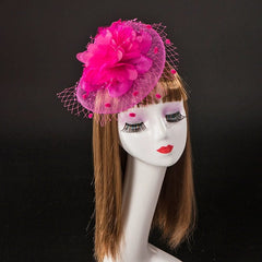  Showlu Fashion Store Rose Red Retro Photo Studio Photography Barrettes Billycock Feather Headwear