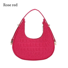 SHOWLU FASHION STORE rose red Women's Crocodile Grain Underarm Bags Felt Fashion Shoulder Bag Cute Simple Handbags Female Purses