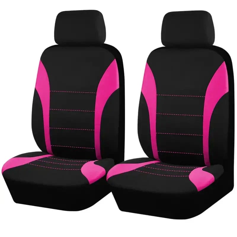  Showlu Fashion Store Rosered-2seat Four Season Universal Car  Front/Rear Seat Cover Polyester Fabric Protect Seat Covers Safe Truck Van SUV Seat Protecto Accessory