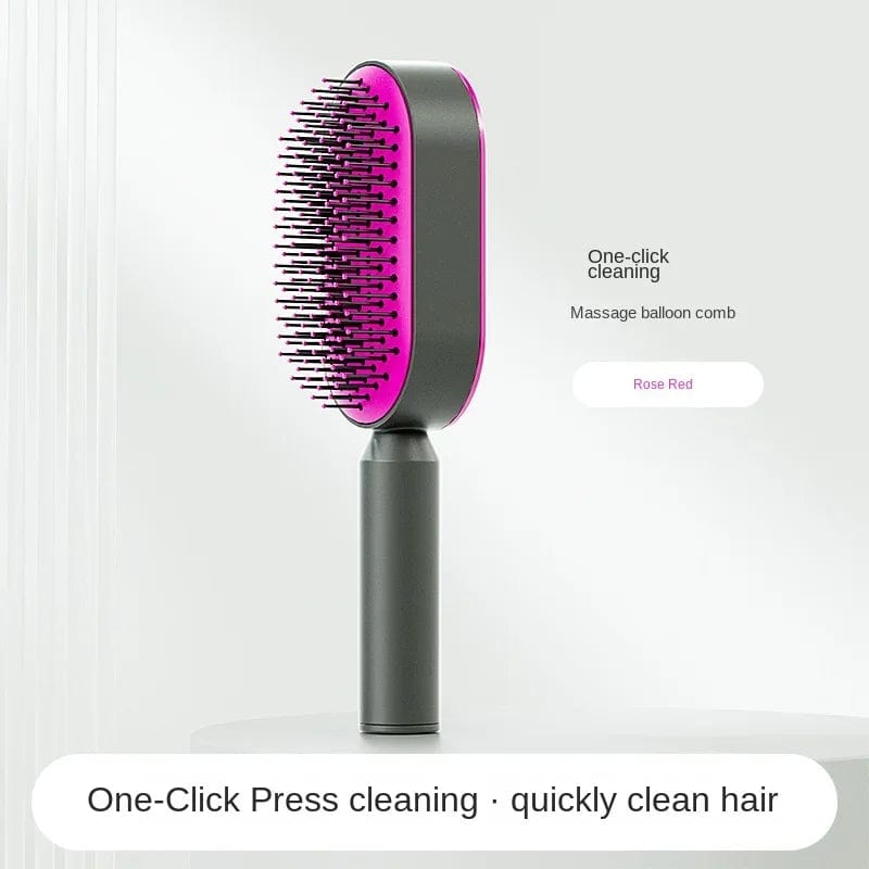 SHOWLU FASHION STORE RoseRed Self Cleaning Hair Brush for Women One-key Cleaning Hair Loss Airbag Massage Scalp Comb Anti-Static Hairbrush Dropshipping