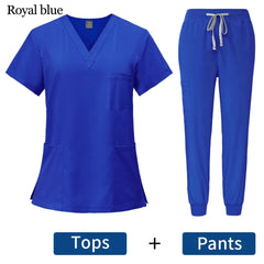 SHOWLU FASHION STORE Roy Blue sets 42109 / S Surgical Uniforms Woman Nursing Enfermeria Sets Top + Pant Articles Medical Uniform Scrubs Clinical Beauty Salon hospital Suits