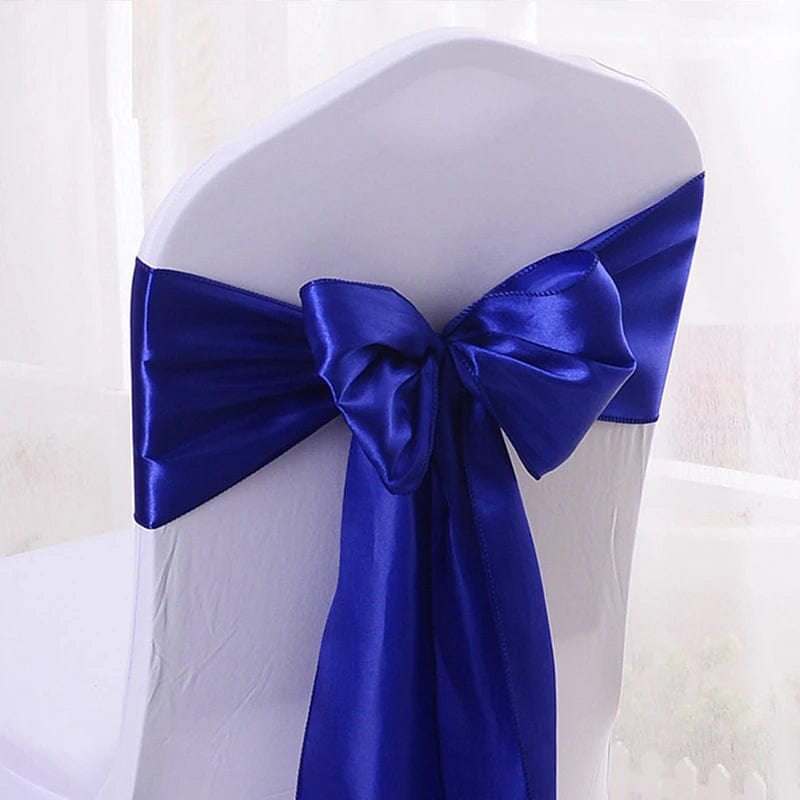  Showlu Fashion Store ROYAL BLUE / 15x270 cm Satin Chair Sash Wedding Decoration Bow Tie Band Birthday Party Hotel Show Nice Design Shiny Colour