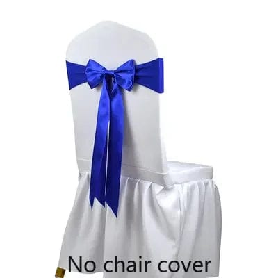 Showlu Fashion Store Royal Blue 25pcs Satin Spandex Chair Cover Band Ribbons Chair Tie Backs for Party Banquet Decor Wedding Decoration Knot Chair Bow Sashes