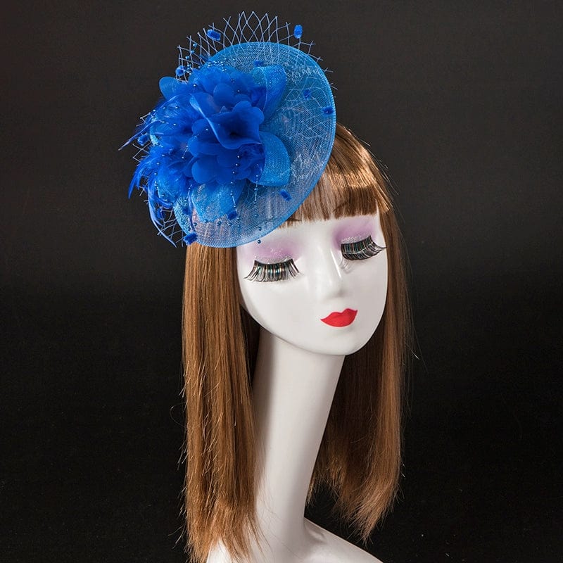  Showlu Fashion Store Royal Blue Retro Photo Studio Photography Barrettes Billycock Feather Headwear