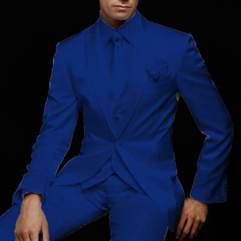 SHOWLU FASHION STORE ROYAL BLUE / S (EU46 or US36) / CHINA Slim Fit Men Suit for Wedding Groom Tuxedos 3 Piece Custom Satin Male Fashion Set Jacket with Pants Vest Latest Style 2024