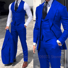 SHOWLU FASHION STORE Royal Blue / S(EU46 or US36) Purple 3 Piece Set 2024 Men Business Suits Groom Groomsman 3 Pieces Wedding Party Formal Occasions Tuxedo Jacket Vest Pants