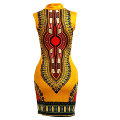 SHOWLU FASHION STORE S-3XL African Dresses for Women Super Elastic Dashiki Print Bazin Riche Robe Sleeveless Midi Dress Party Casual Ropa Para Mujer