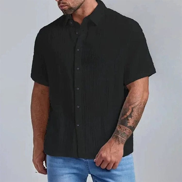  Showlu Fashion Store S / Black Fashion Fashion Solid Color Short Sleeve Shirt 2024 Summer Men Loose Simple Shirt Tide Men's Shirts