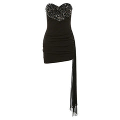  Showlu Fashion Store S / Black Sylcue Heart-Shaped Dress Sexy Open Back Sequin