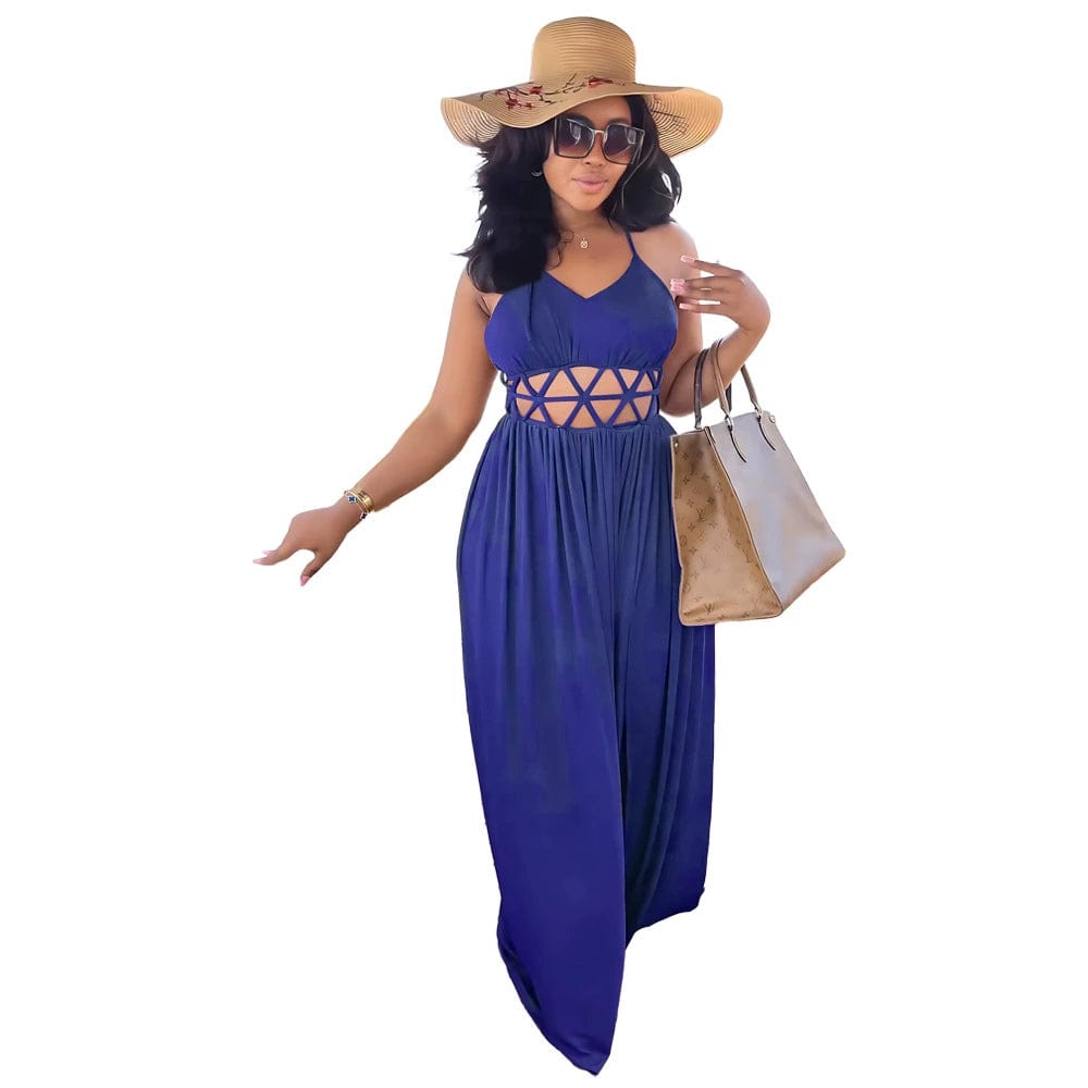  Showlu Fashion Store S / Blue Sleeveless Summer Split Long Dress