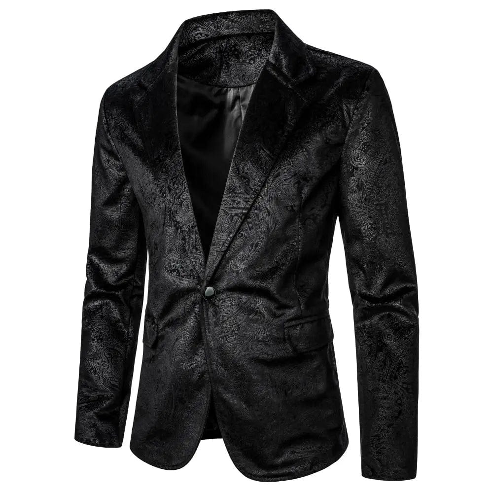  Showlu Fashion Store S Men's Blazer Grain Texture Patterned Pocket SingleButton Casual Night Club Bar Stage Wedding  Conference Dinner Men's Wear