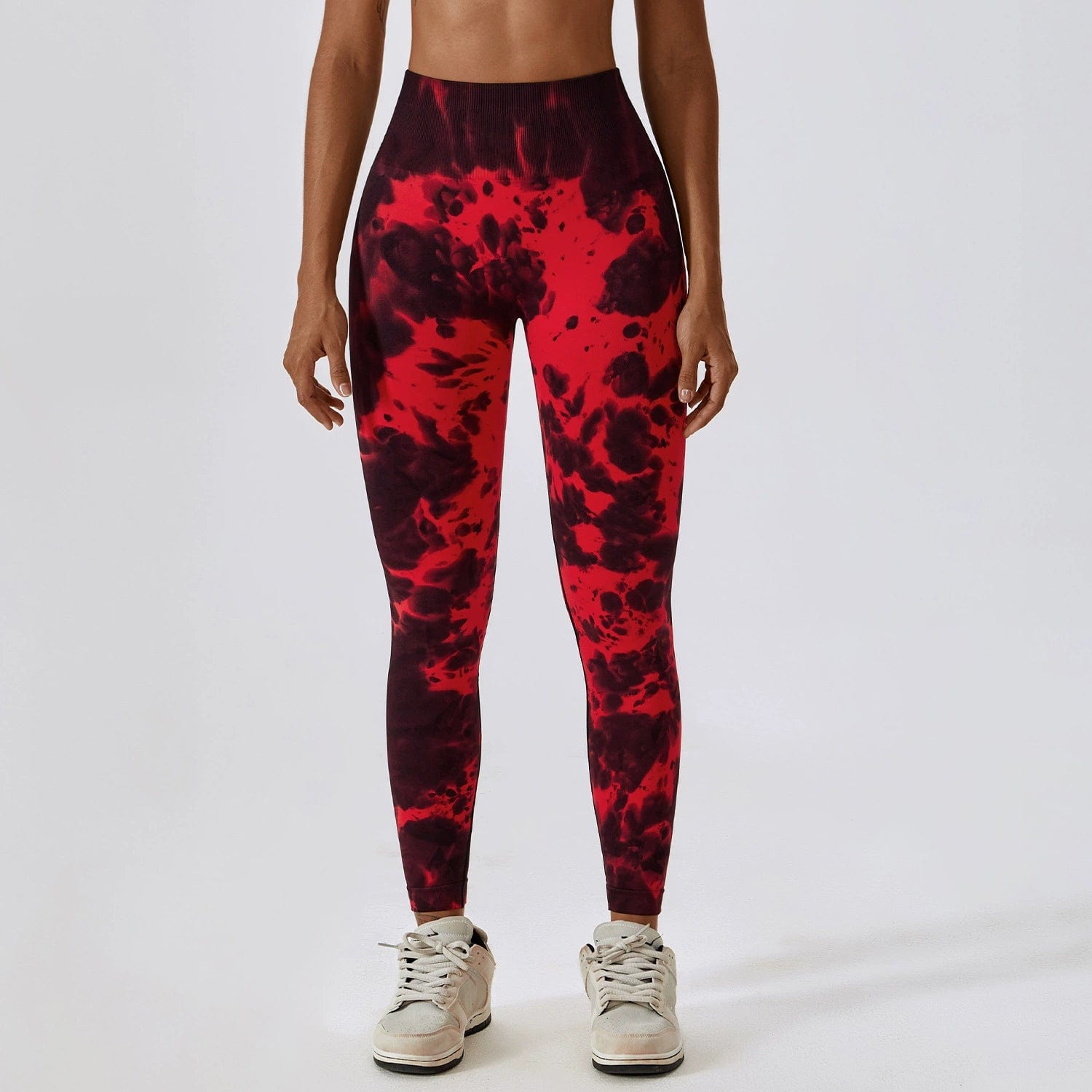  Showlu Fashion Store S / Red Black Fashion Tie Dye Seamless High Waist Yoga Pants Peach Hip Raise Fitness Pants Running Sports Tight Pants