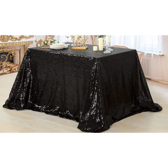  Showlu Fashion Store S75 Black / 50inch X 50inch Gold Sequin Tablecloth 108x50 Inch-Rectangle Table Cover Overlay for Wedding Baby Birthday Cake Table Holiday Banquet Decoration